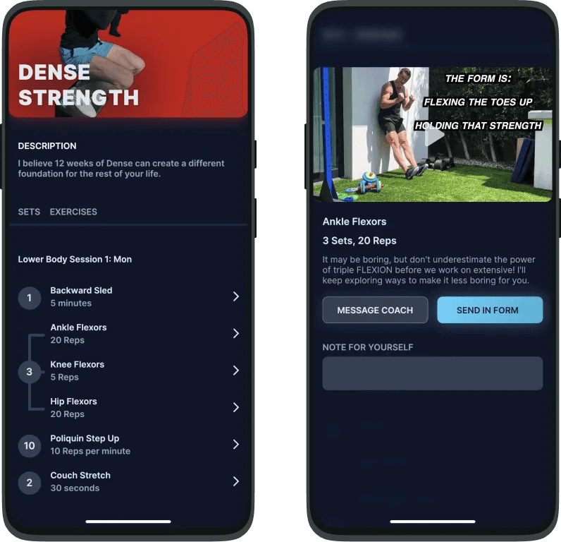 The ATG app: a program screen and the screen where you send in your form